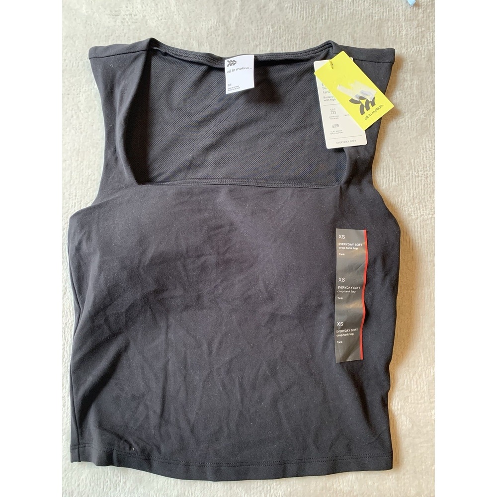 All in Motion Size XS Black Crop Sports Tank Top New With Tags Everyday Soft‎
